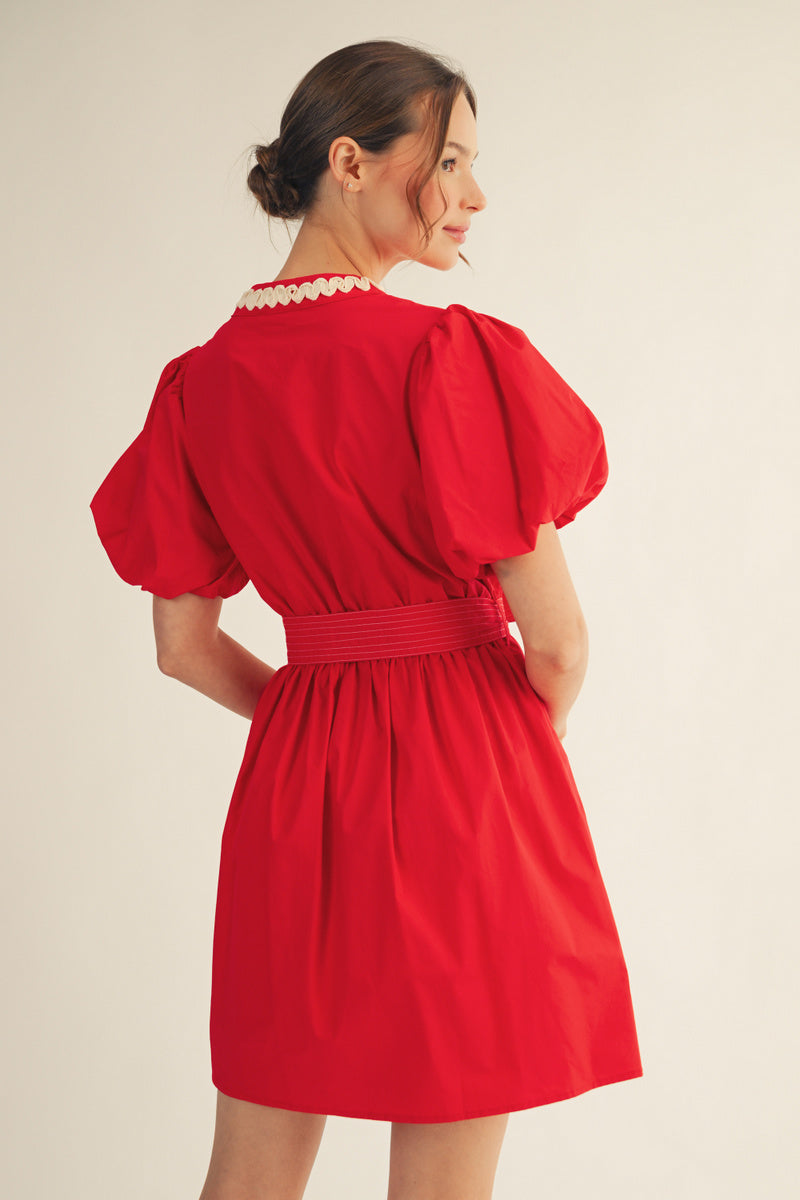 RICRAC VNECK MINI DRESS