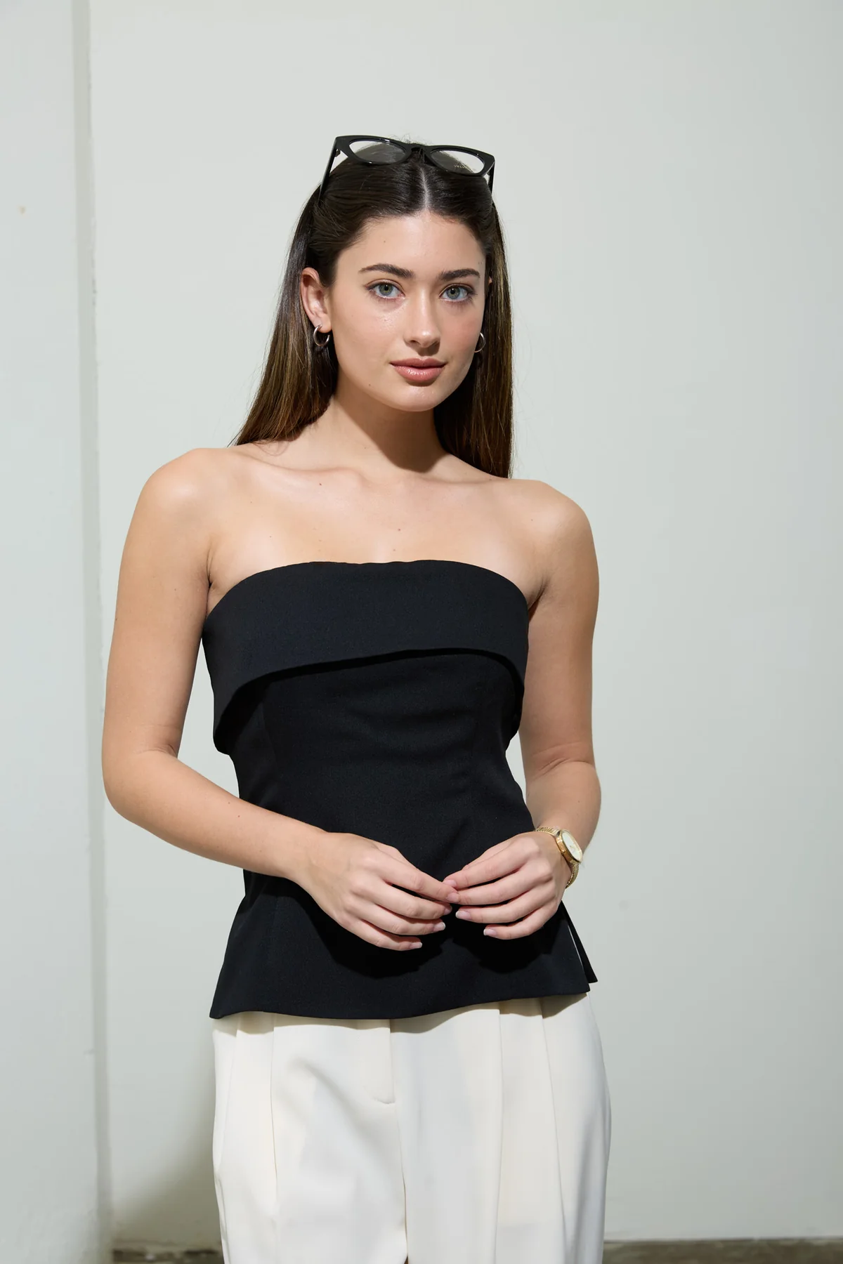 FOLD OVER STRAPLESS SIDE SLIT TOP