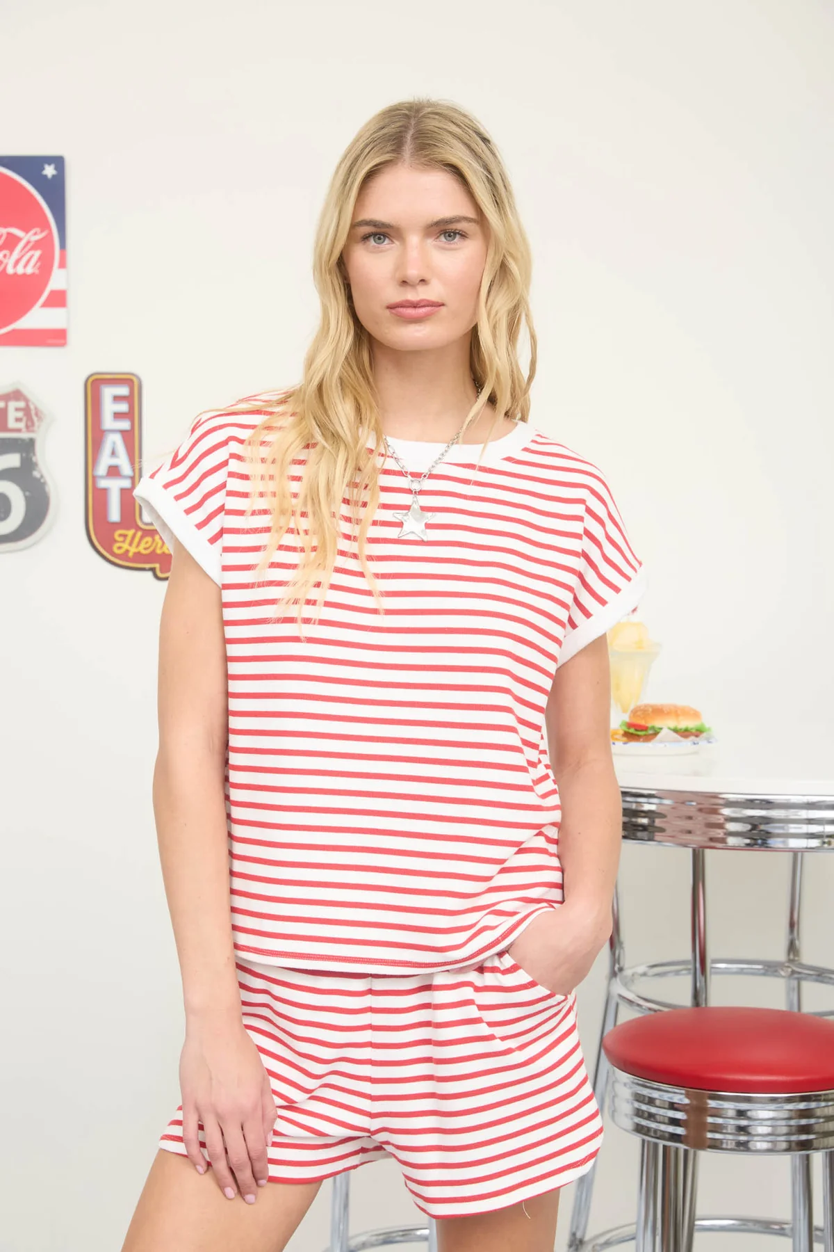 STRIPED RELAX FIT KNIT TOP
