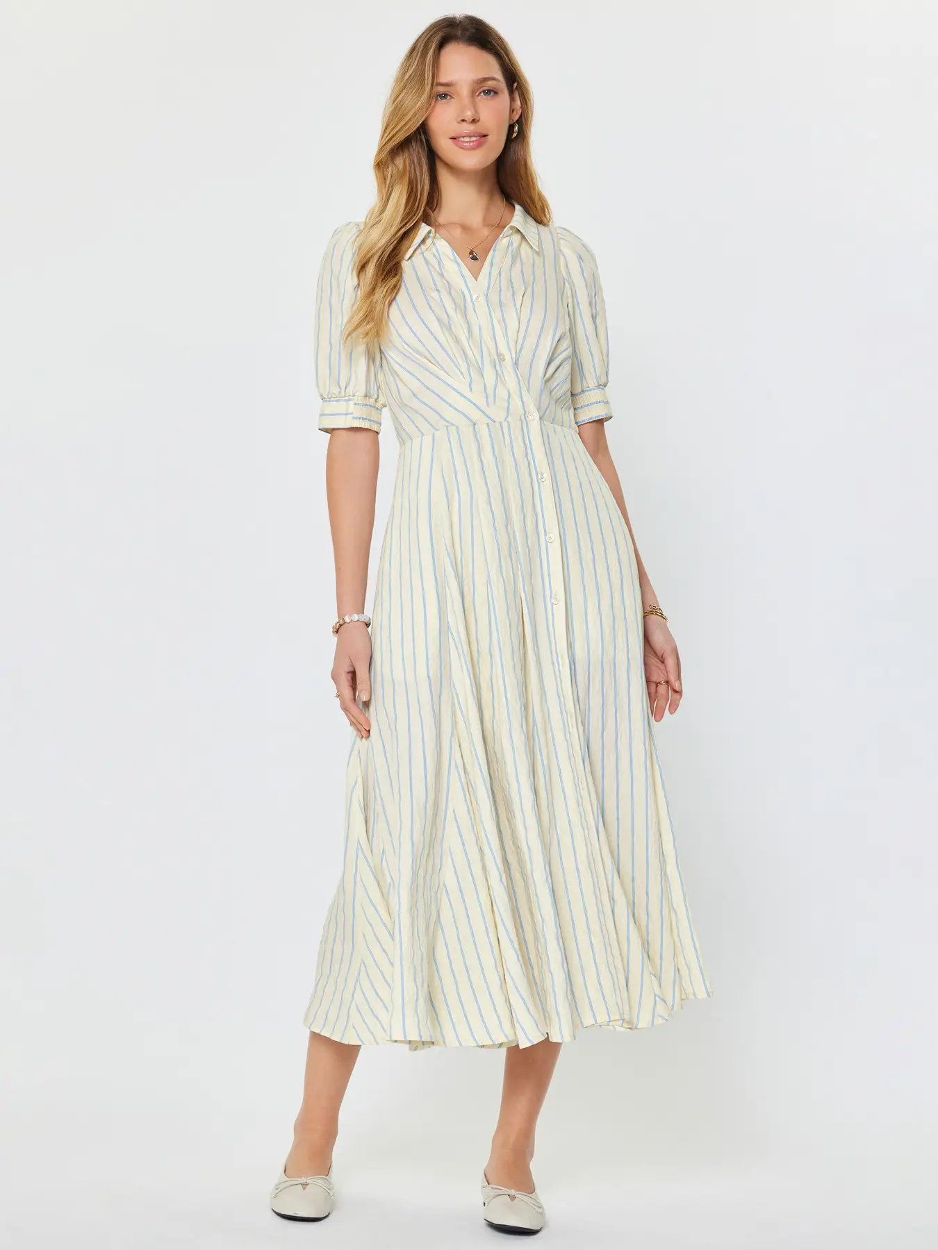 STRIPED BUTTON MAXI DRESS