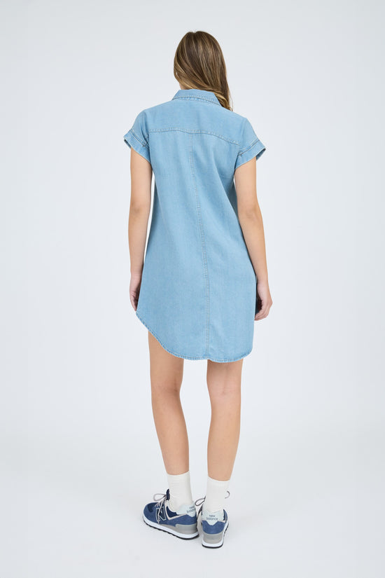 POCKET DETAIL COLLARED BUTTON DOWN MINI DRESS