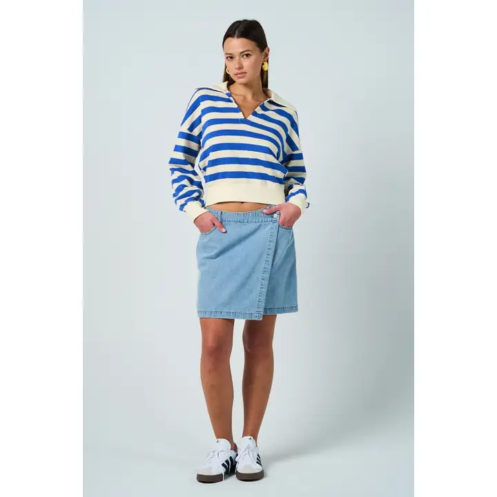 COLLARED TERRY KNIT TOP