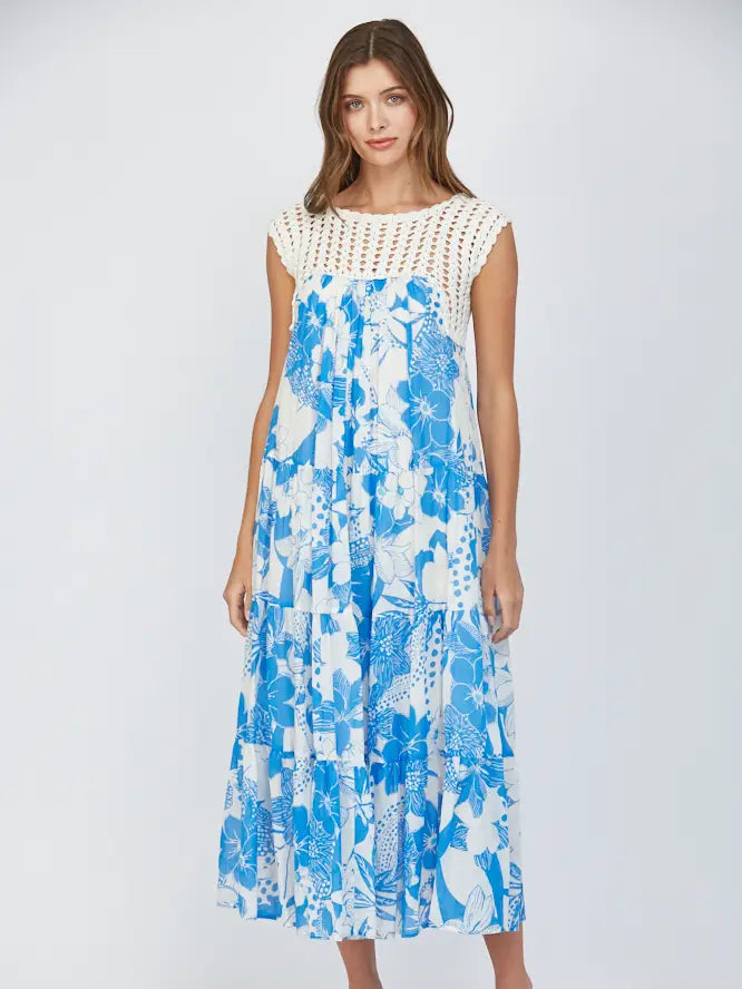 CROCHET TOP TIERED MAXI DRESS