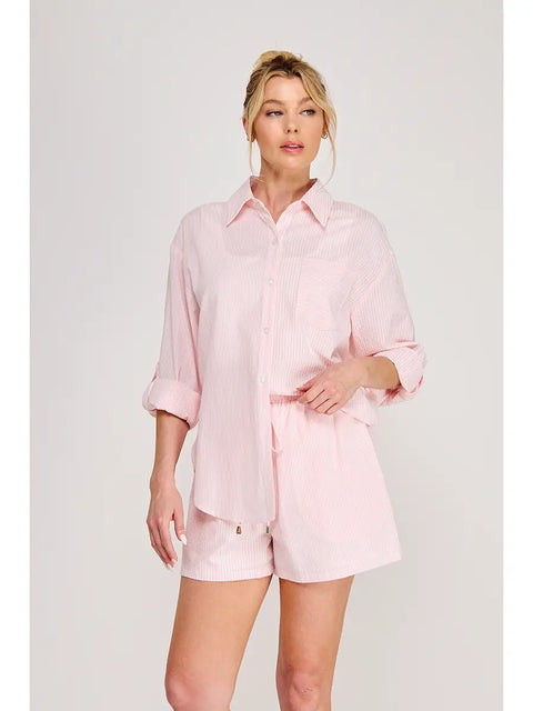 Twin Stripe Cotton Button Up