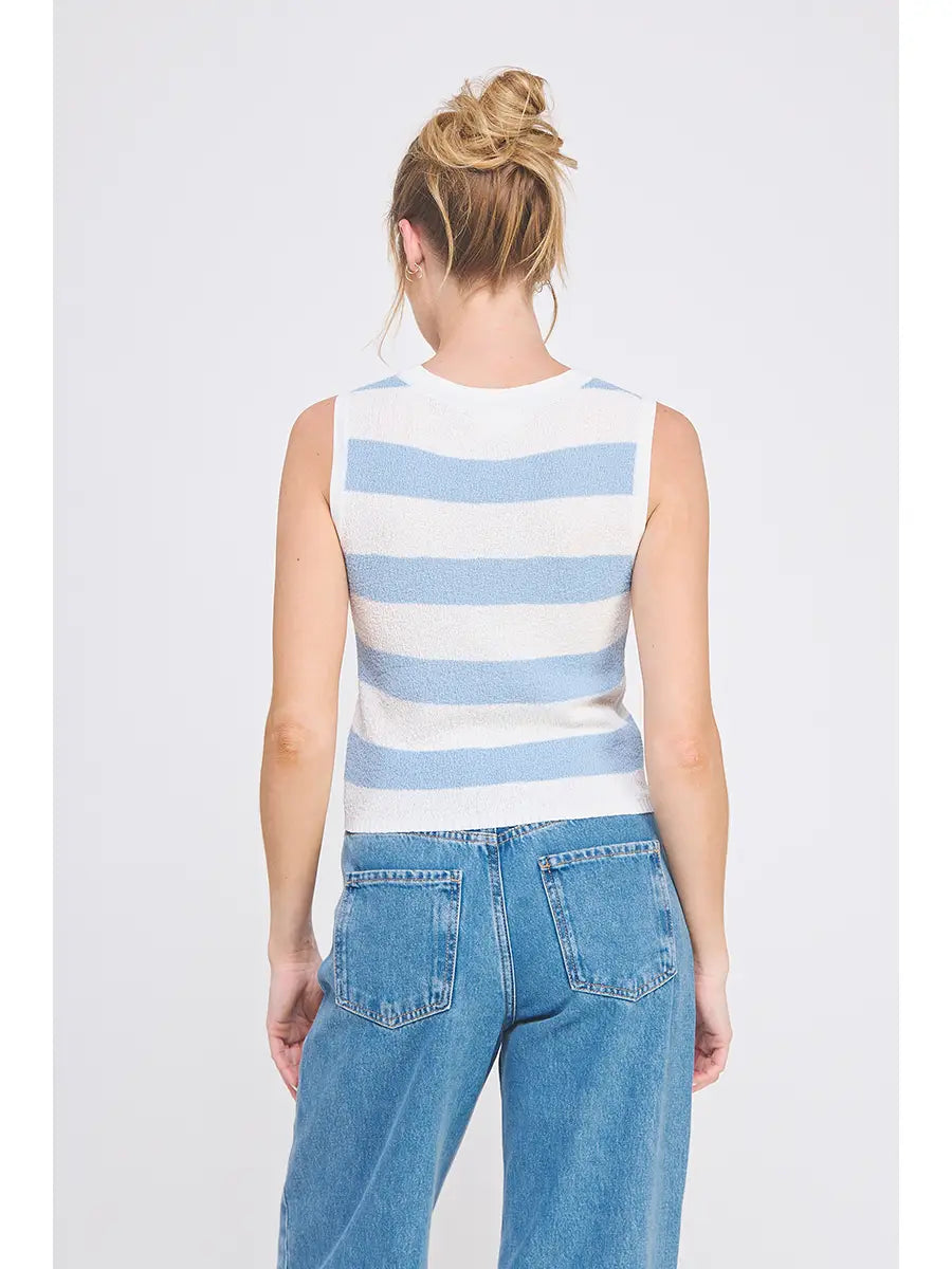 PEBBLED KNIT STRIPED TANK