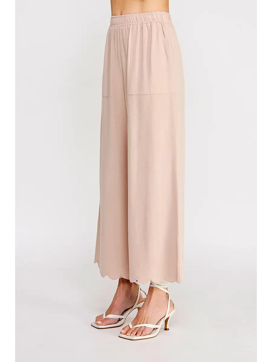 SCALLOP HEM LINEN PANT