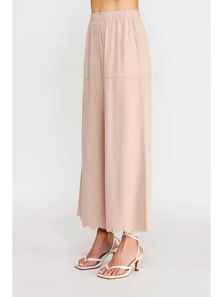 SCALLOP HEM LINEN PANT