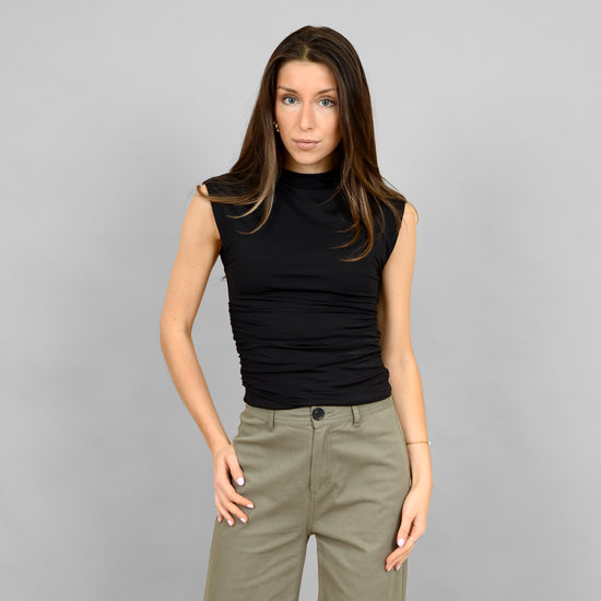YVE MOCK NECK RUCHED TANK TOP