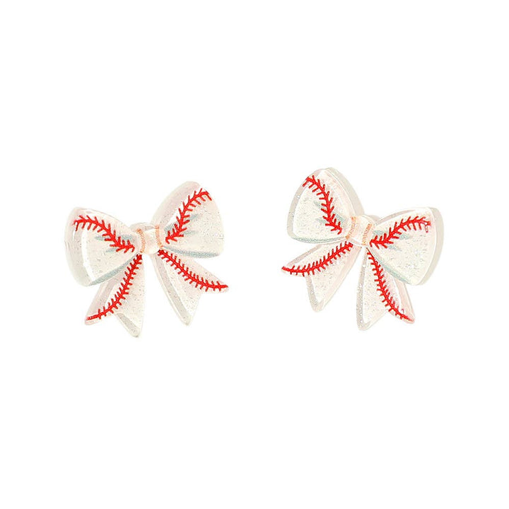 Baseball Bow Stud Earrings