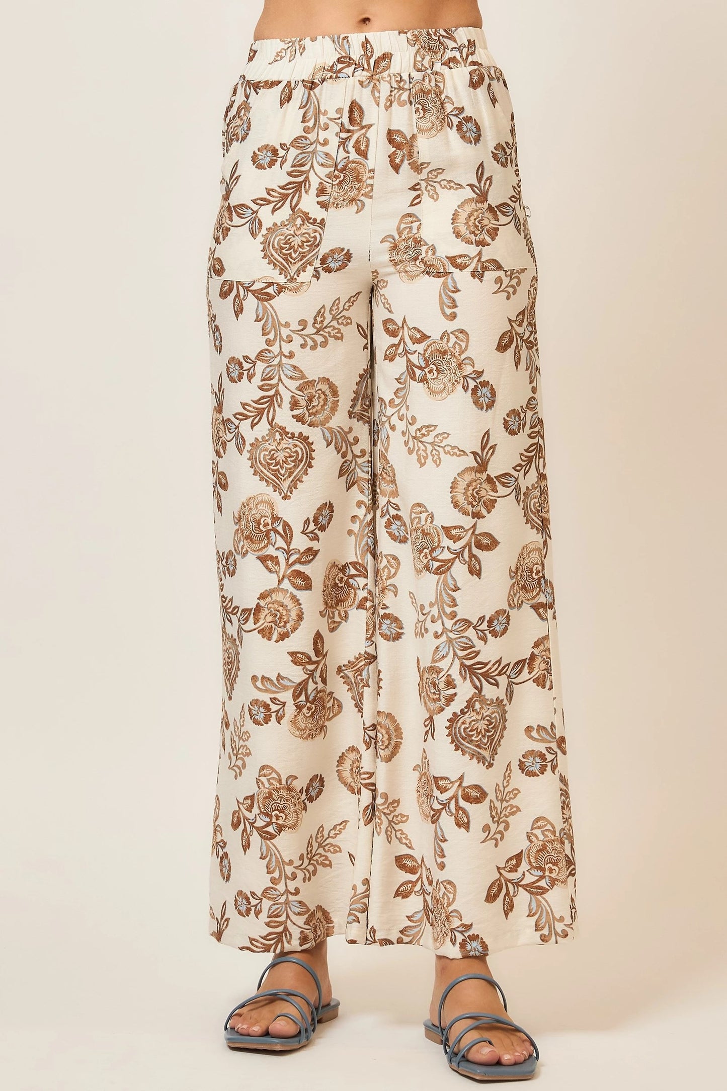 FLORAL WIDE LEG PANTS