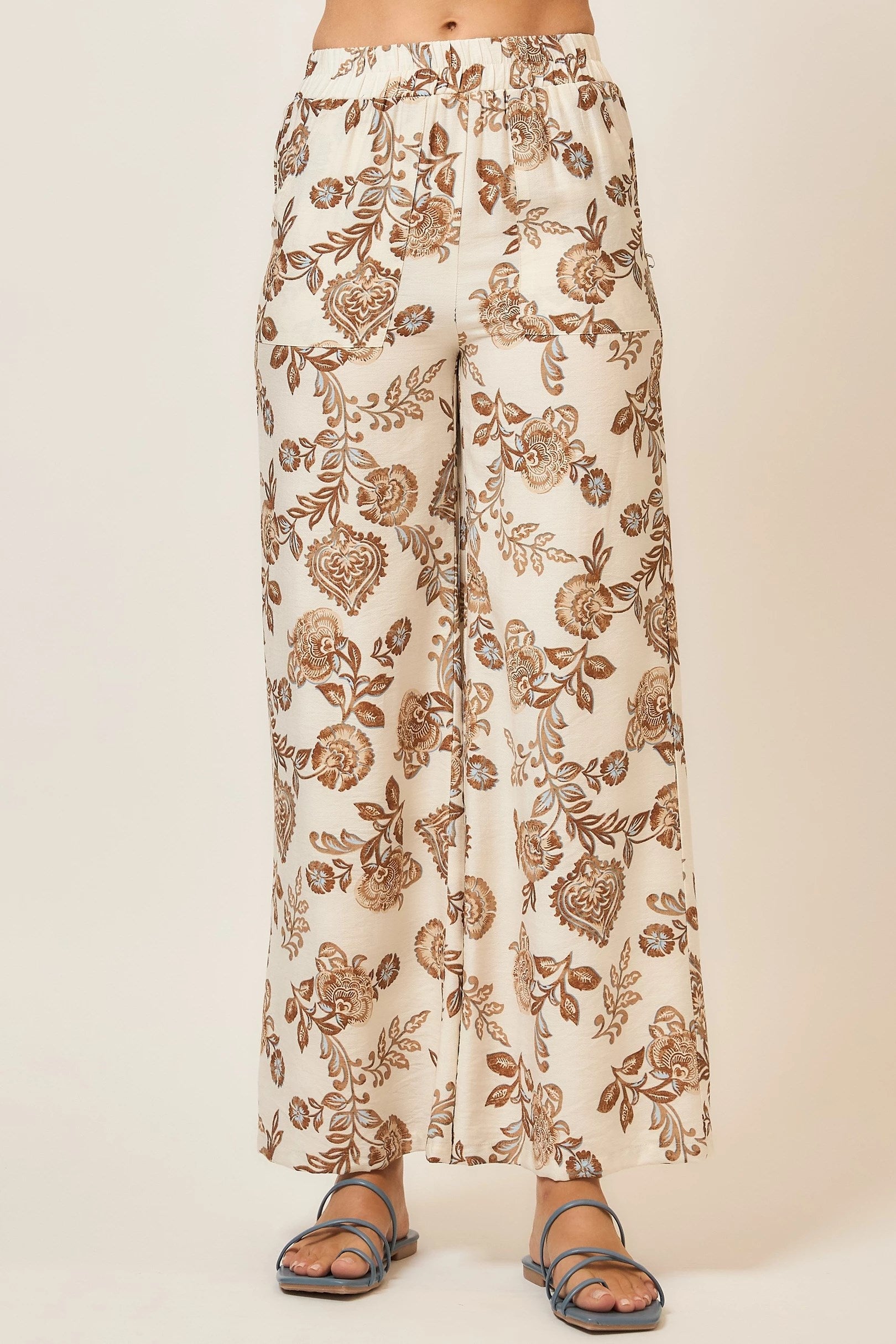 FLORAL WIDE LEG PANTS