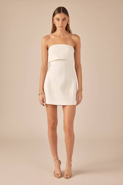 Folded-Panel Linen Mini Dress