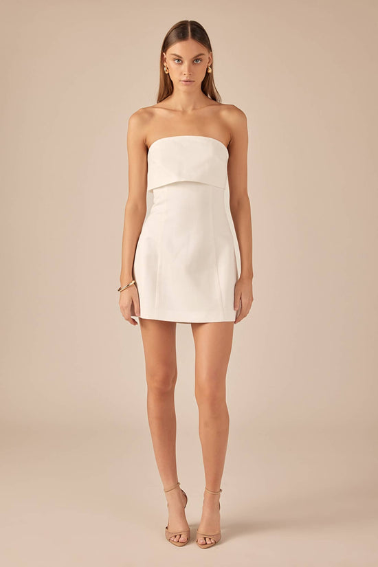Folded-Panel Linen Mini Dress