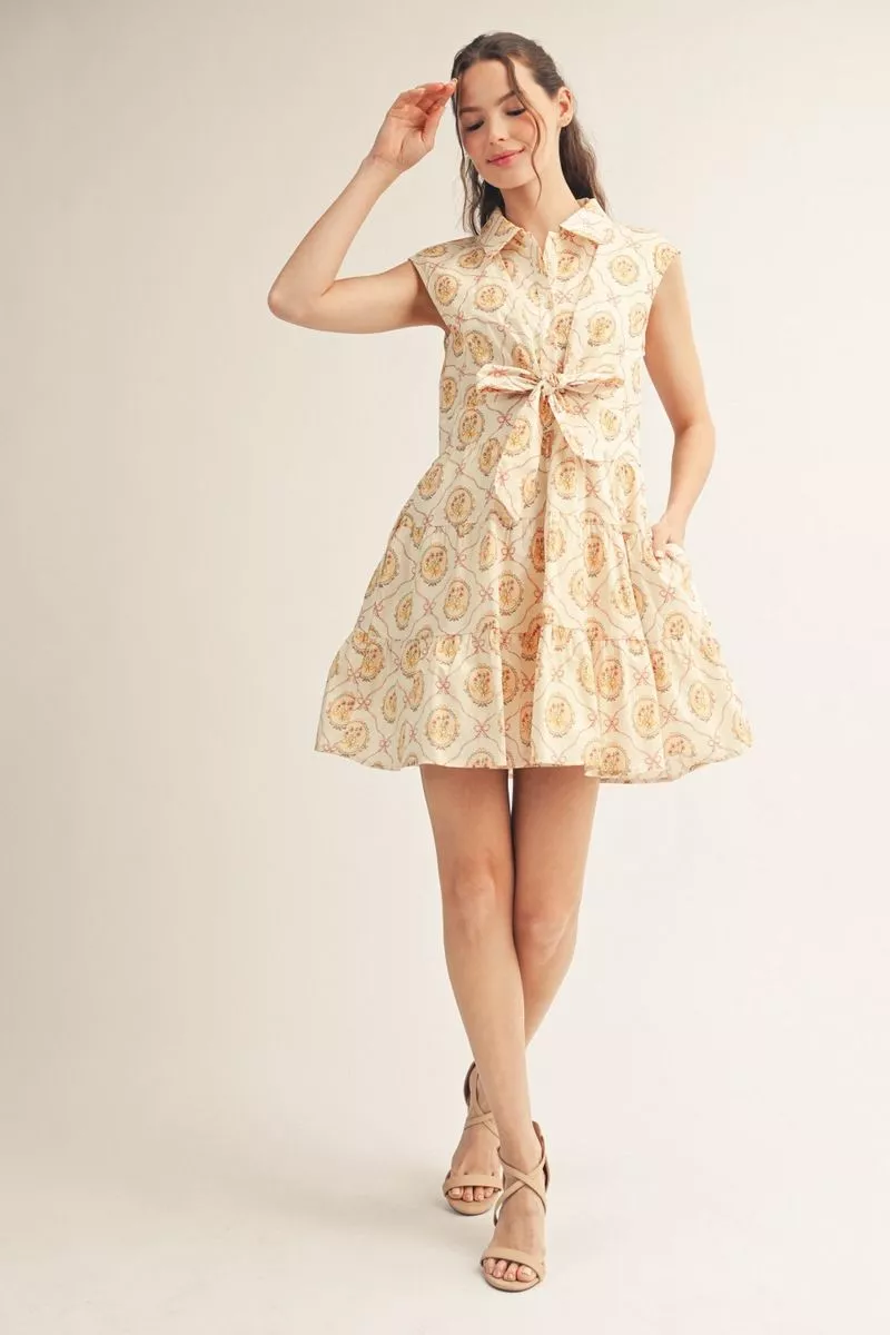 BAROQUE FLORAL MINI DRESS