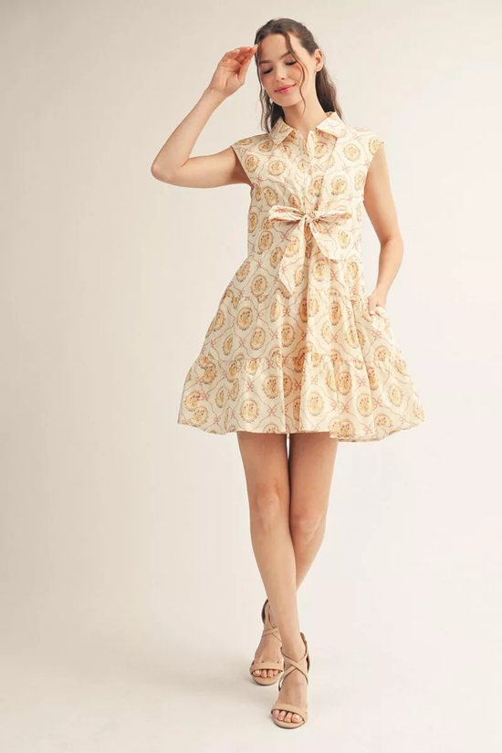 BAROQUE FLORAL MINI DRESS