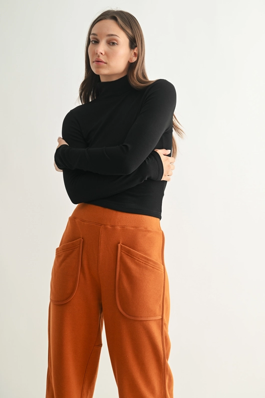 RIBBED LONG SLEEVE TURTLENECK