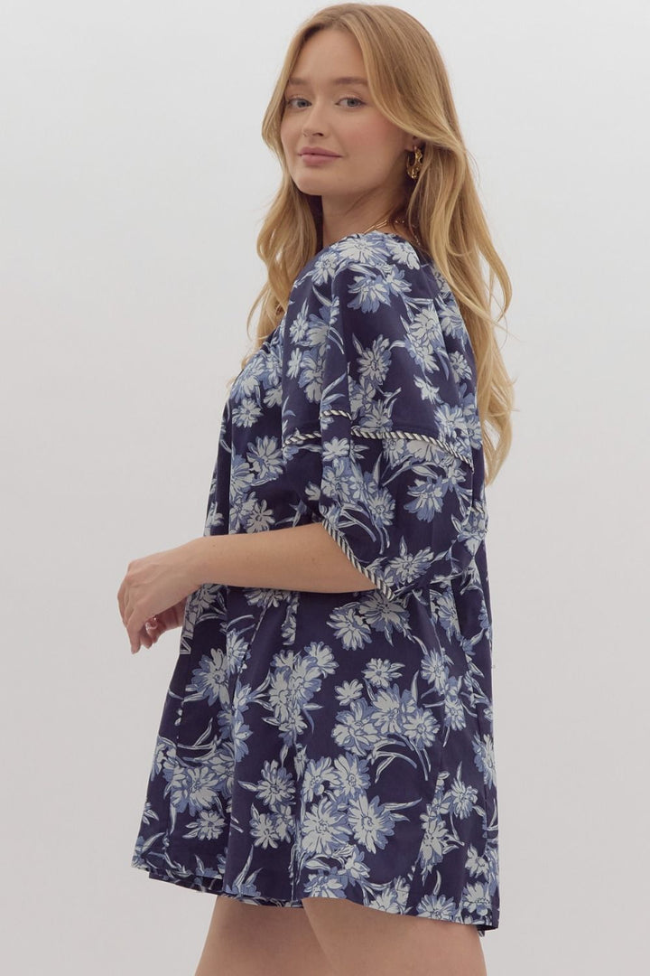 FLORAL PRINTED SHORT SLEEVE ROMPER