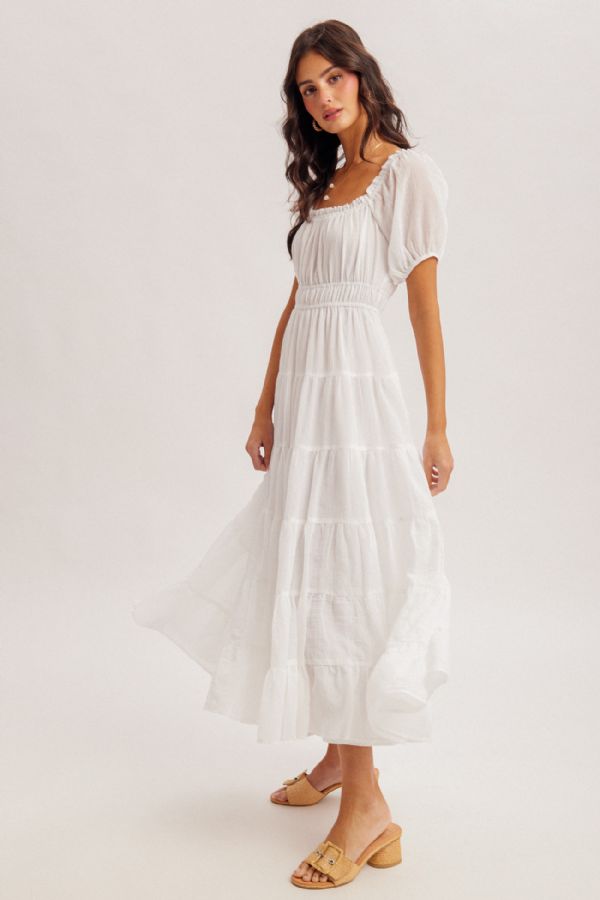 BUBBLE SLEEVE MAXI DRESS