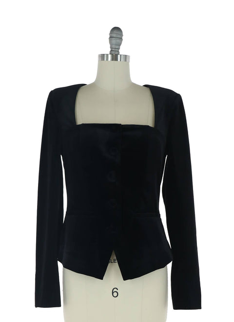 Velvet Square-Neck Top