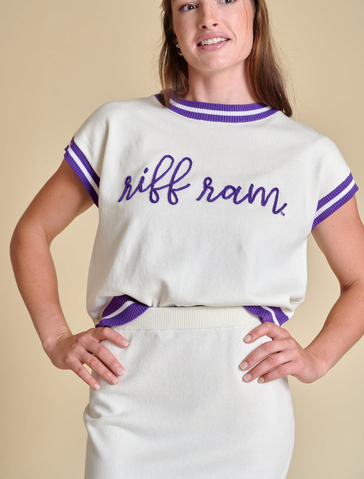 RIFF RAM EMBROIDERED VARSITY SWEATER
