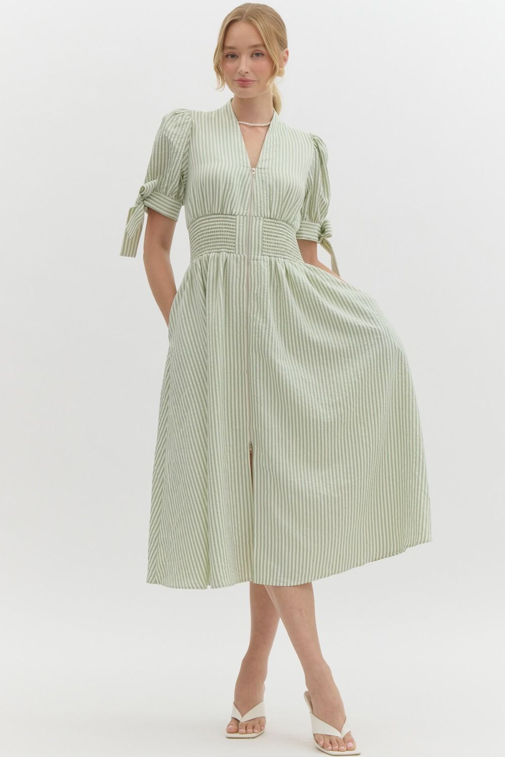 The Sage Haven Zipper Midi Dress