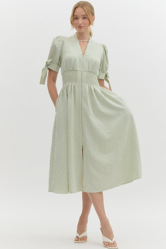 The Sage Haven Zipper Midi Dress
