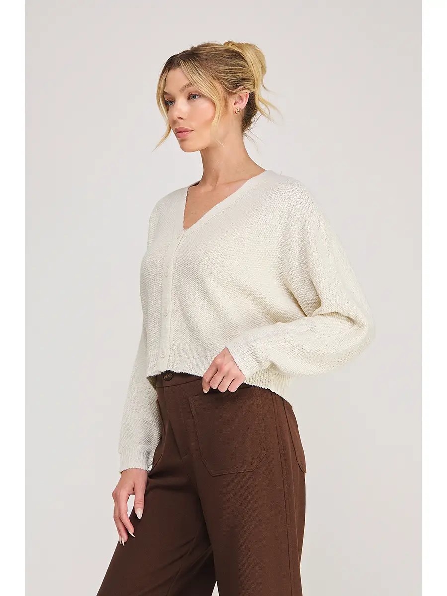Cream dolman-sleeve button cardigan - product image 2