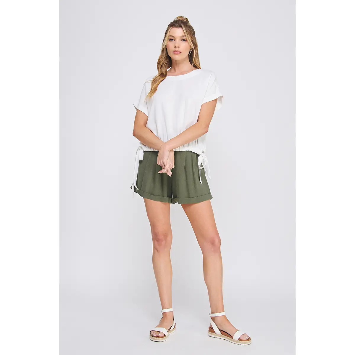 LINEN ROLL-CAP TOP