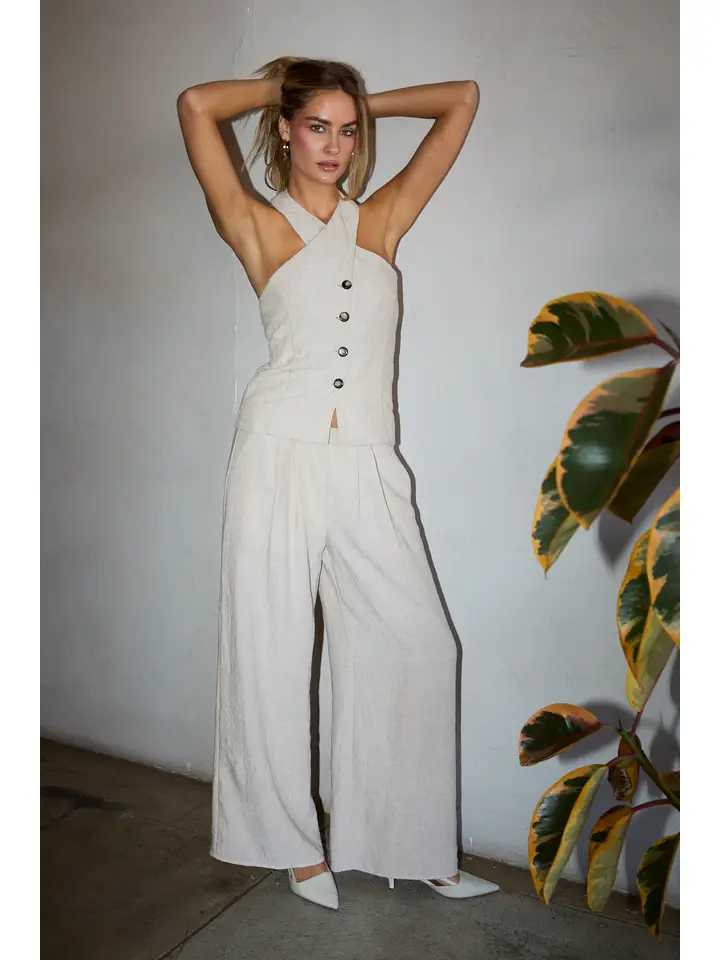 PLEATED WIDE LEG PANT