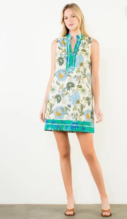 SLEEVELESS FLORAL MINI DRESS