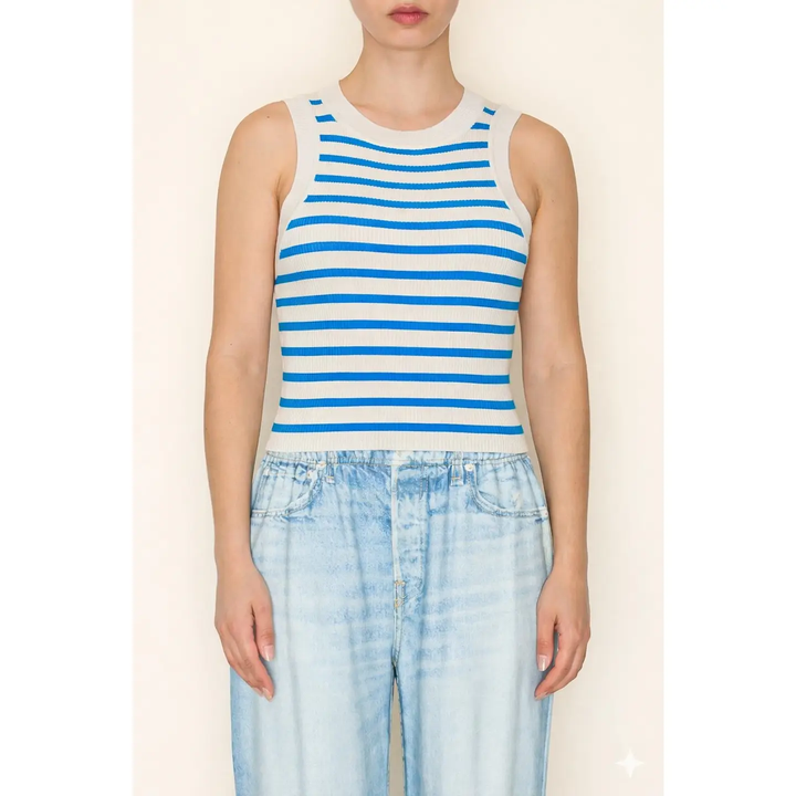 STRIPED KNIT RIBBED TANK