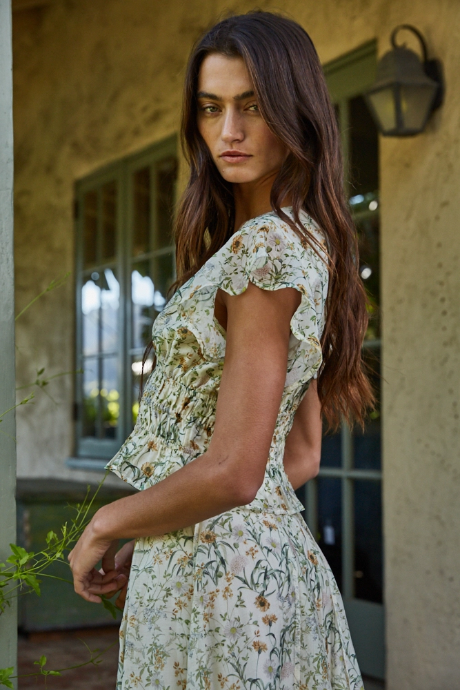 FLORAL PRINT VNECK TOP