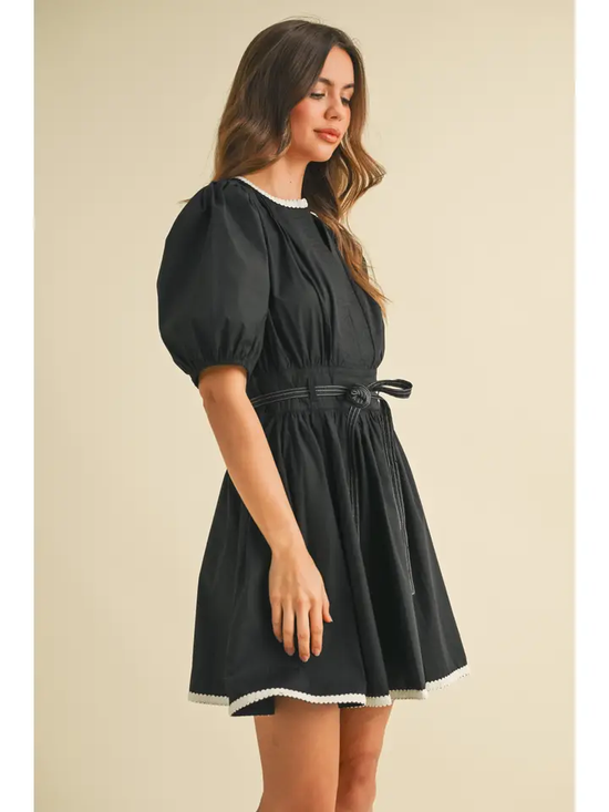 BELTED A LINE FLARE MINI DRESS