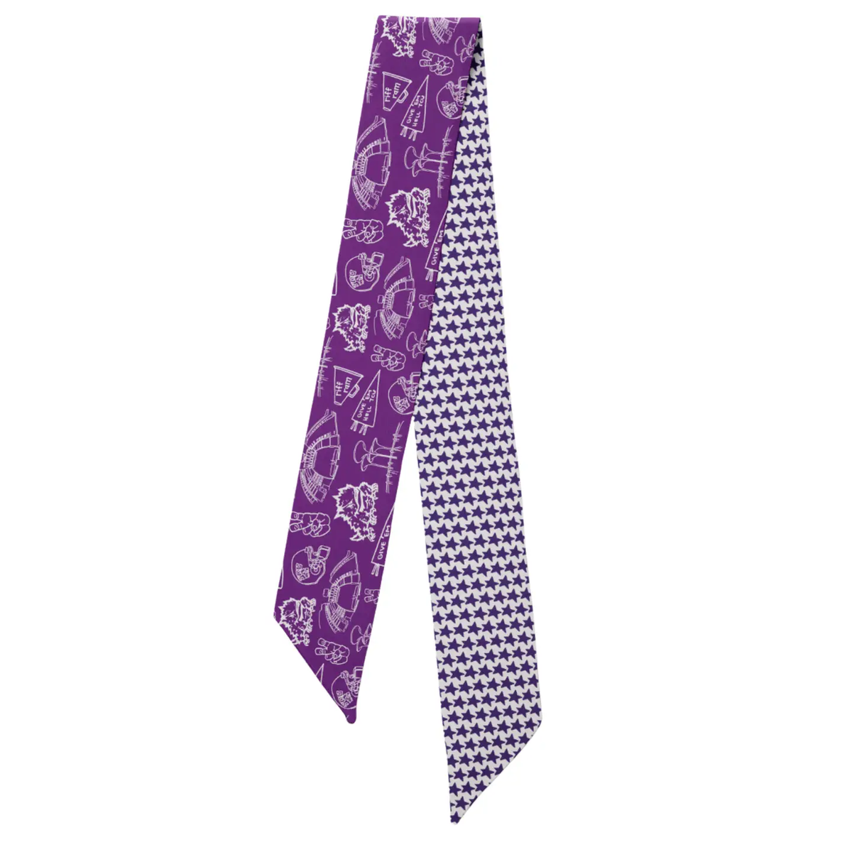 Purple-and-white TCU twilly skinny scarf