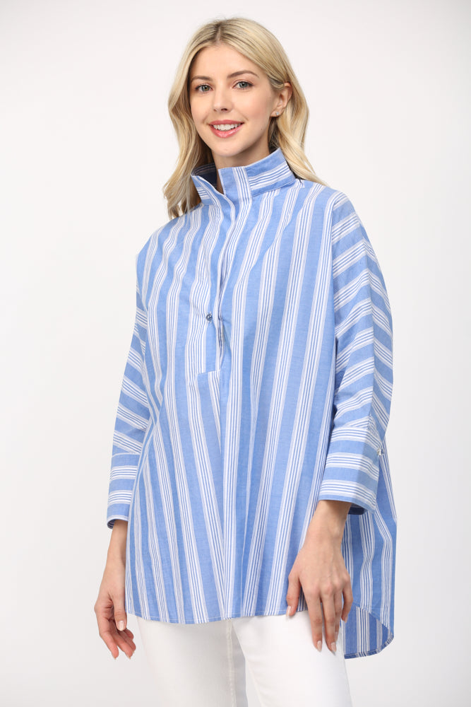 STRIPED POPLIN TUNIC TOP