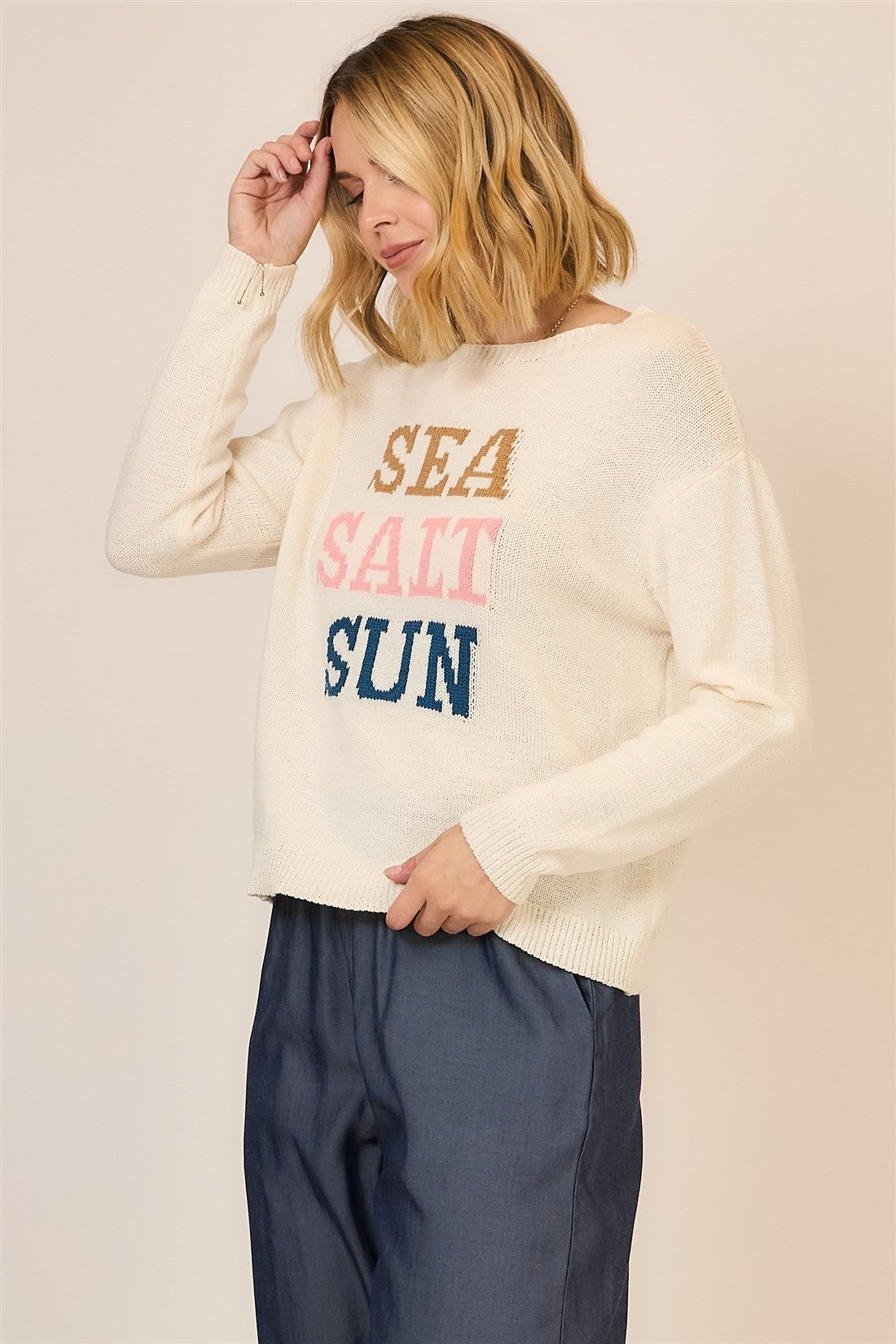 "SEA,SALT,SUN" SWEATER