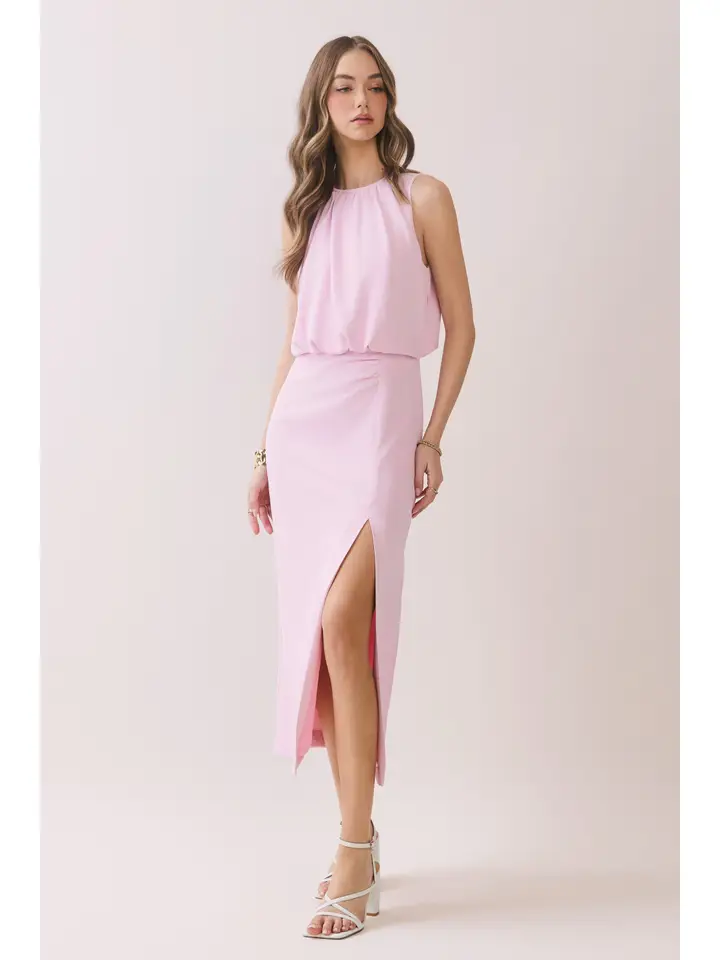 BLOUSON SLEEVELESS MIDI DRESS