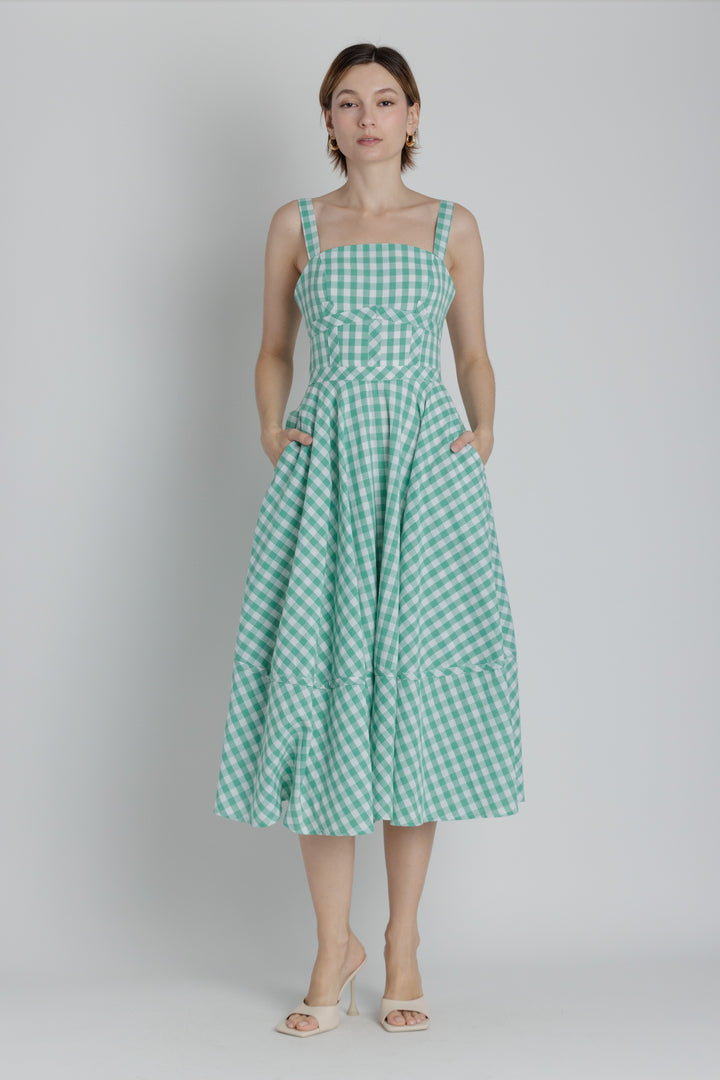 GINGHAM MIDI DRESS