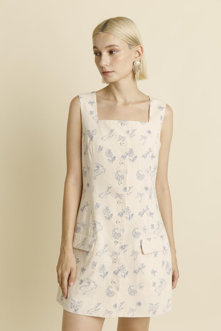 BUNNY PRINTED MINI DRESS