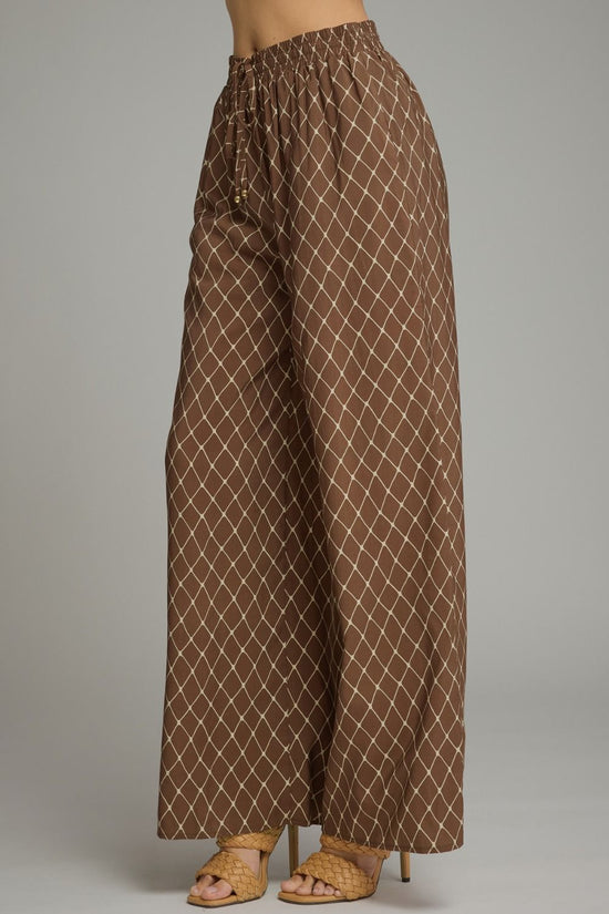Geometric Drawstring Wide-Leg Pants