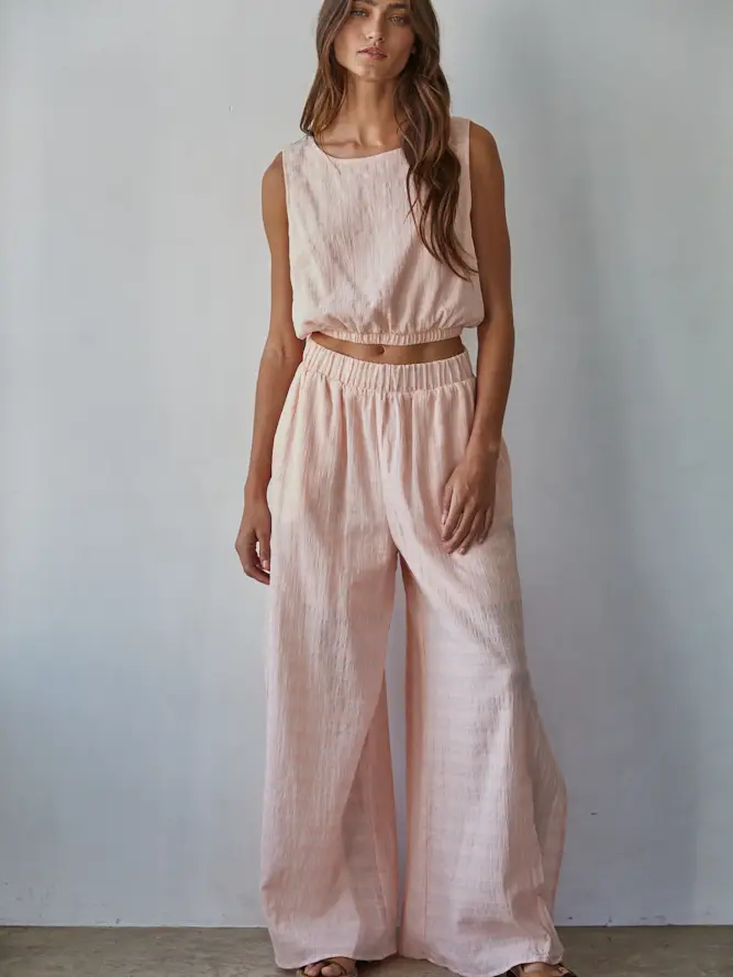 WIDE LEG SIDE SLIT PANTS