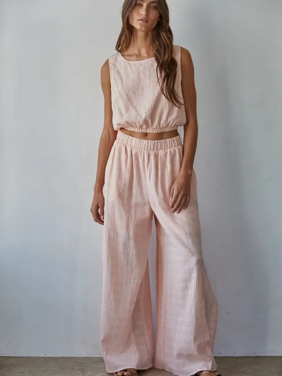 WIDE LEG SIDE SLIT PANTS