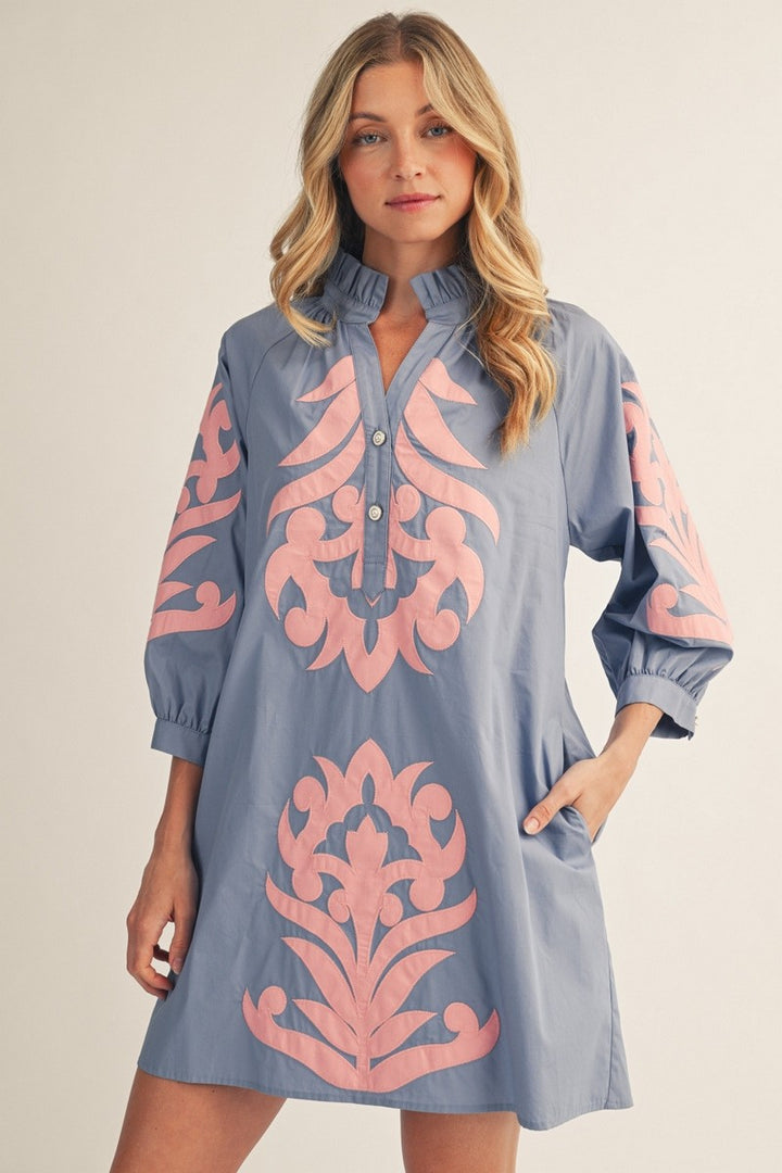 BAROQUE FLORAL SHIFT DRESS