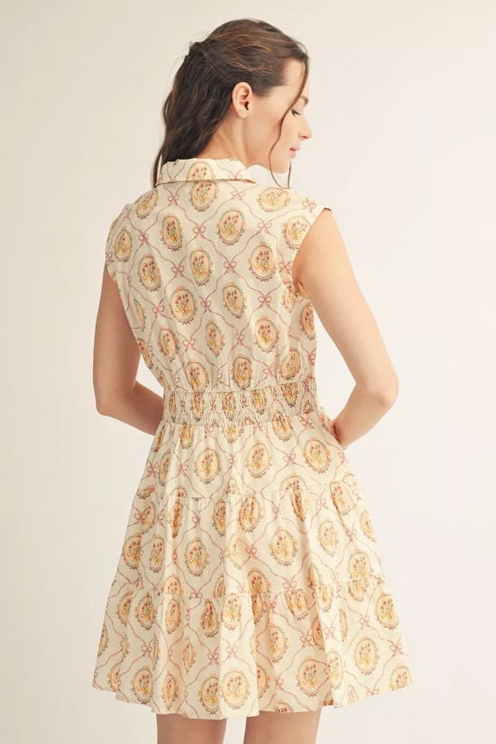 BAROQUE FLORAL MINI DRESS