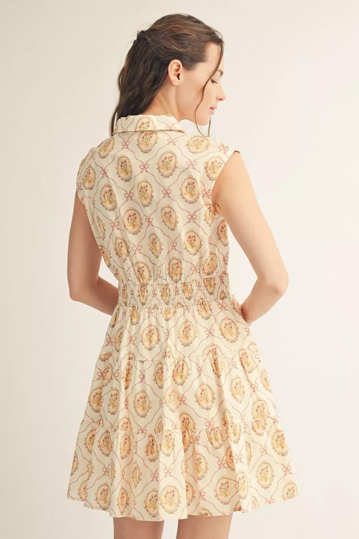BAROQUE FLORAL MINI DRESS