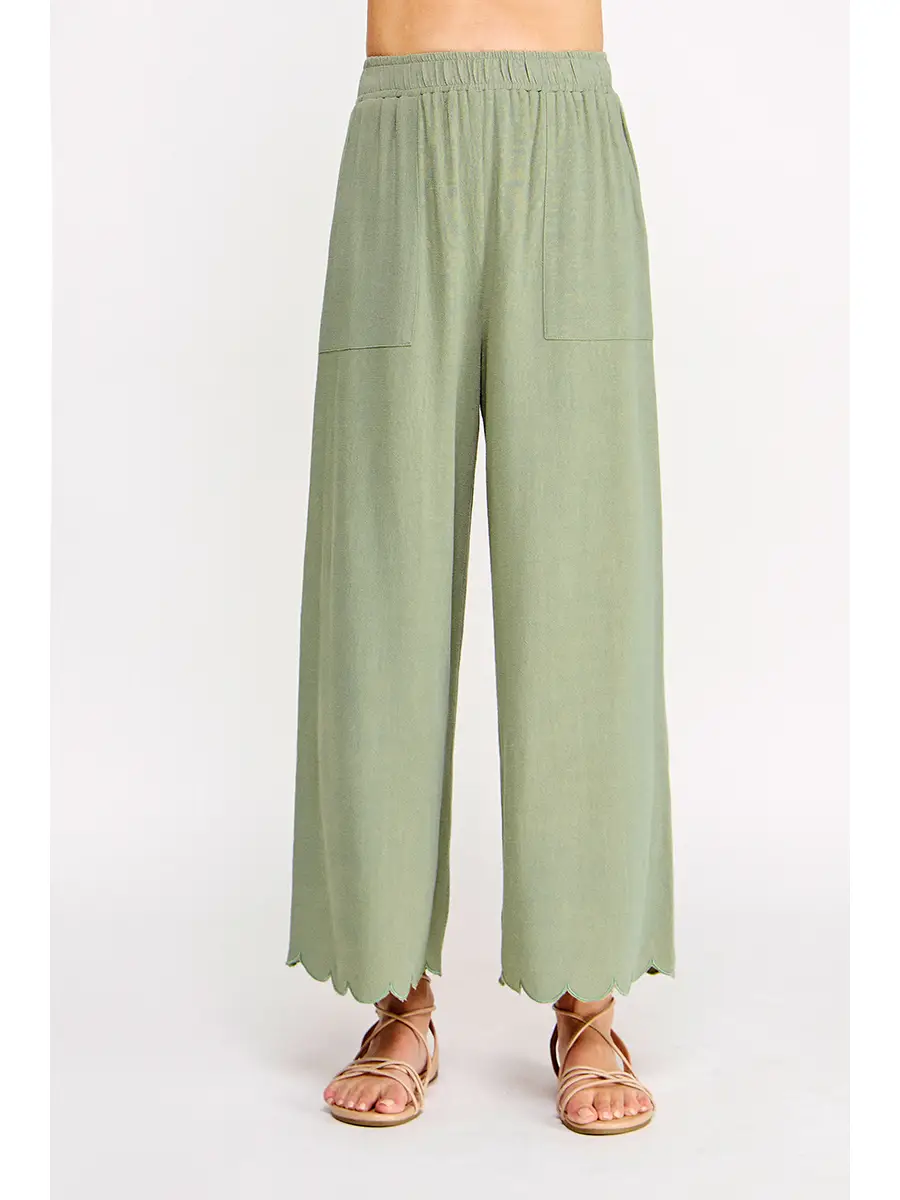 SCALLOP HEM LINEN PANT