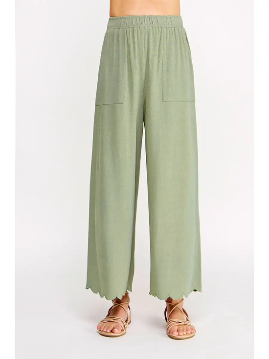 SCALLOP HEM LINEN PANT