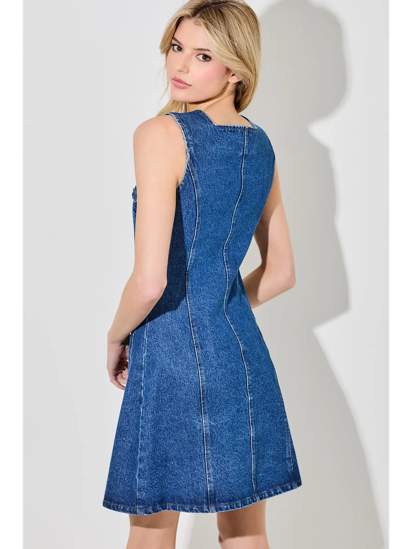 DENIM BUTTON UP MINI DRESS