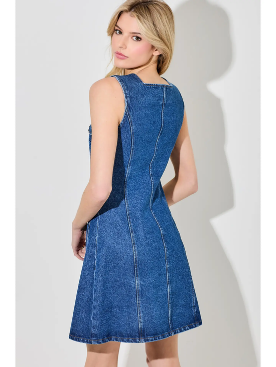 DENIM BUTTON UP MINI DRESS