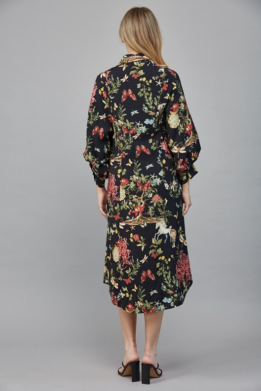 BOTANICAL MIDI SHIRT DRESS